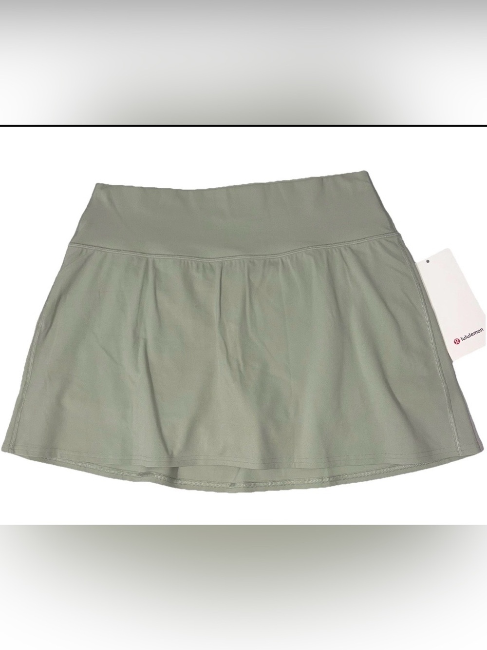 NWT LULULEMON SIZE 14 ALIGN HIGH RISE SKIRT UNDER SHORTS W/POCKETS FOG GREEN